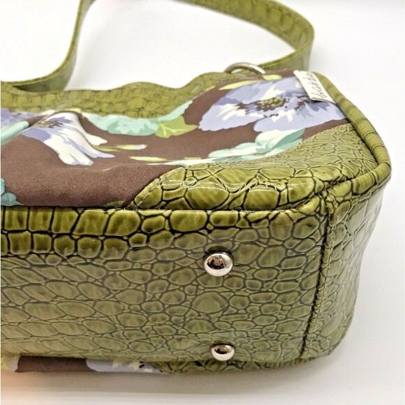 Y2K Too Cute Totes Floral Shoulder Bag Vegan Croc Green Single Top Handle Purse - Picture 9 of 12